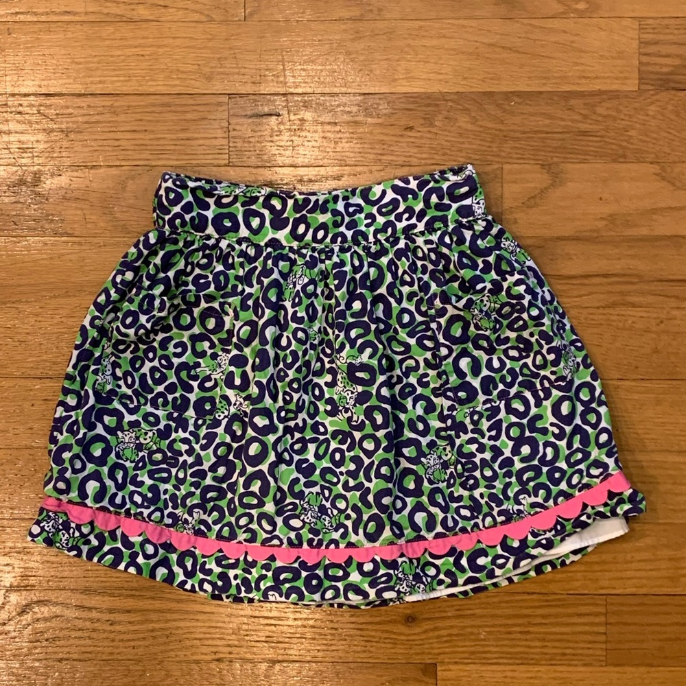 Lilly Pulitzer girls medium (6-7) navy and green tiger skirt
